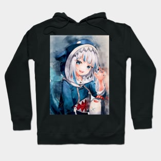 Gawr Gura Anime Watercolor Hoodie